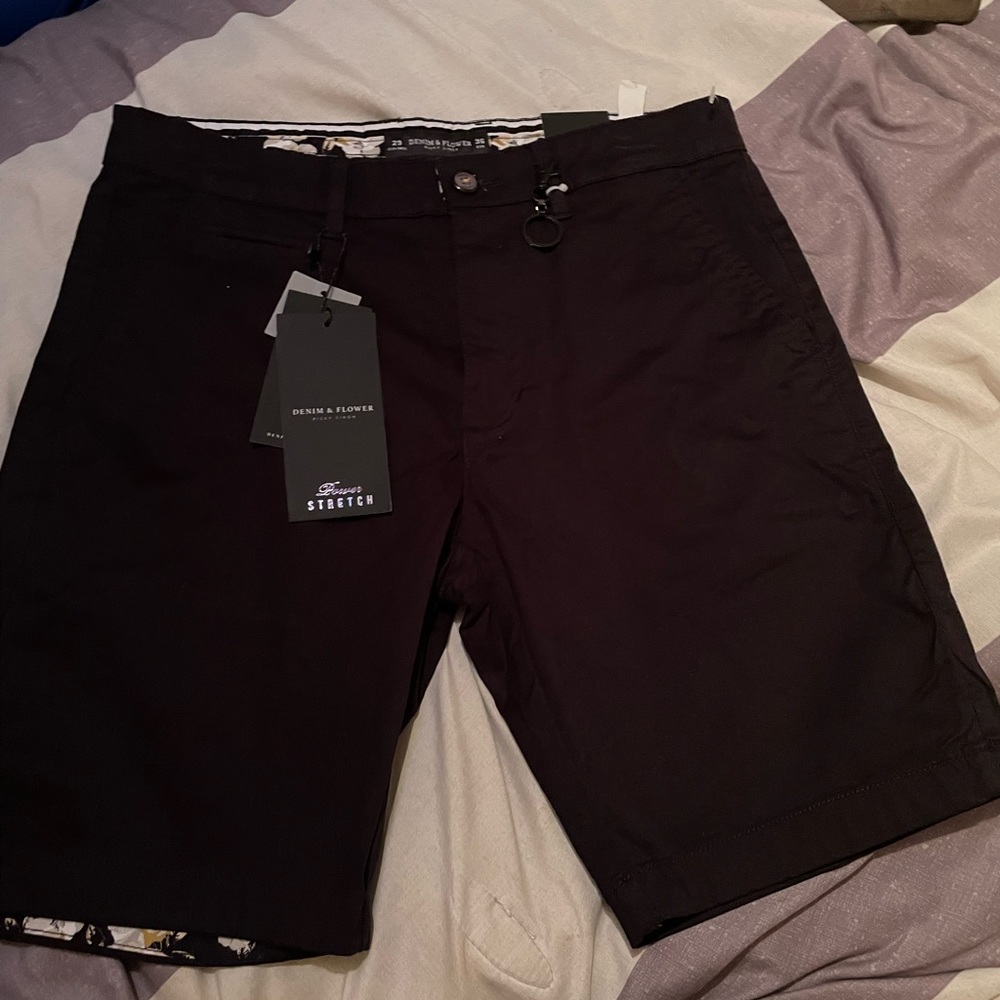 Black denim shorts